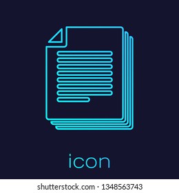 Turquoise Document line icon isolated on blue background. File icon. Checklist icon. Business concept. Vector Illustration
