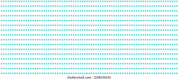Turquoise dot pattern on white background. Straight dot pattern for backdrop and wallpaper template. Simple classic polka dot lines with repeat stripes texture. Polka background, vector illustration