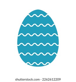 Turquoise easter egg with wide waves. Vector illustration