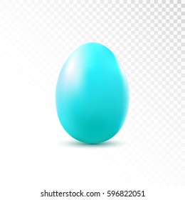 Turquoise egg isolated on transparent  background. Easter object template. Vector illustration.