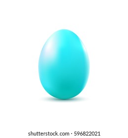 Turquoise egg isolated on white background. Easter object template. Vector illustration.