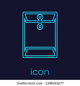 Turquoise Envelope line icon isolated on blue background. Email message letter symbol. Vector Illustration