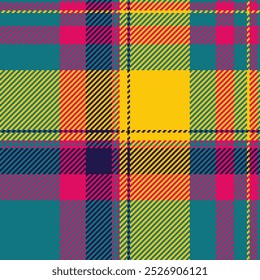 Turquoise fabric tartan texture, store plaid background check. Cool seamless pattern textile vector in cyan and bright colors palette.