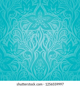 Turquoise  Floral Holiday Vector Vintage Background Design