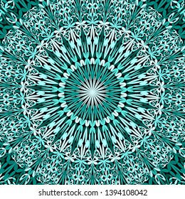 Turquoise floral ornate mandala pattern background design - abstract geometric vector ornament wallpaper graphic