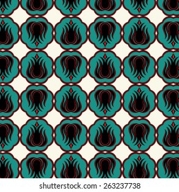 Turquoise floral pattern on pastel background - vector illustration.