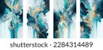 Turquoise Flow Geode Marble Alcohol Ink Abstract vector. Abstract multicolored marble texture background.