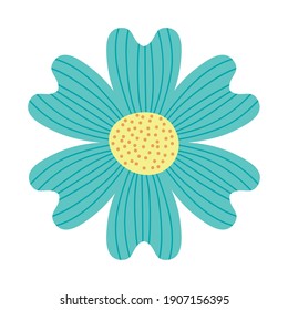 turquoise flower icon over white background, colorful design, vector illustration