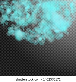 Turquoise flower petals falling down. Marvelous romantic flowers semicircle. Flying petal on transparent square background. Love, romance concept. Cool wedding invitation.