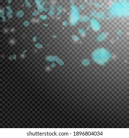 Turquoise flower petals falling down. Surprising romantic flowers gradient. Flying petal on transparent square background. Love, romance concept. Comely wedding invitation.