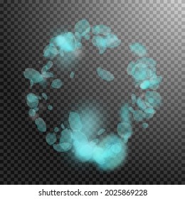 Turquoise flower petals falling down. Pretty romantic flowers frame. Flying petal on transparent square background. Love, romance concept. Bewitching wedding invitation.