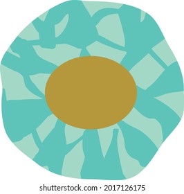 Turquoise foil wrap style Chocolate candy with oval gold sticker label. Layered confectionery SVG svg