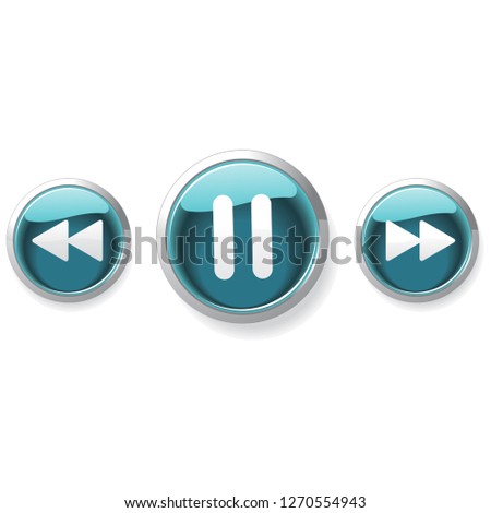 Turquoise forward and rewind buttons with a pause