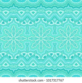 Turquoise geometric seamless vector ornamental pattern