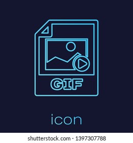 Turquoise GIF file document icon. Download gif button line icon isolated on blue background. GIF file symbol. Vector Illustration
