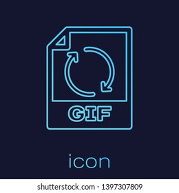 Turquoise GIF file document icon. Download gif button line icon isolated on blue background. GIF file symbol. Vector Illustration