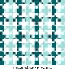 Turquoise Gingham pattern. Texture from squares for - plaid, tablecloths, clothes, shirts, dresses, paper, bedding, blankets, quilts and other textile products. Vector illustration EPS 10