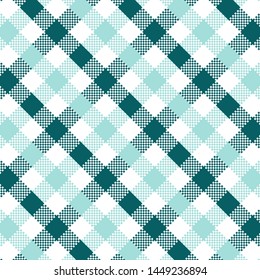 Turquoise Gingham pattern. Texture from squares for - plaid, tablecloths, clothes, shirts, dresses, paper, bedding, blankets, quilts and other textile products. Vector illustration EPS 10
