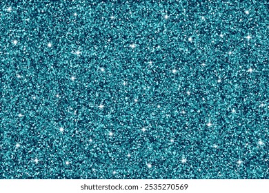 Turquoise glitter background. Abstract green blue glitter background. Festive background with copy space. File contains layers: background, glitter and sparkles. EPS 10