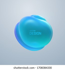 Turquoise glossy organic bubble. Abstract composition with 3d spherical shape. Vector realistic illustration of fluid substance. Trendy banner or poster design. Futuristic background