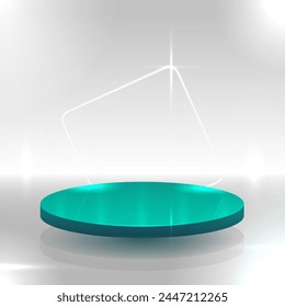 Turquoise glossy podium on a white background