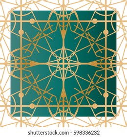 Turquoise & Gold Fretwork