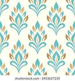 Turquesa y oro de Vector de lujo sin patrón. Adorno, motivos tradicionales, étnicos, árabes, turcos, indios. Ideal para tela y textil, Fondo de pantalla, diseño de empaque o cualquier idea deseada.