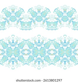 Turquoise golden border ornament,  on white background, ornamental decor