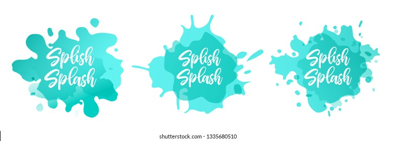 Turquoise gradient spots set on isolated background, abstract elements for trendy design