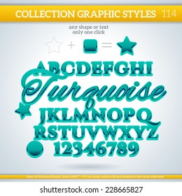 Turquoise Graphic Styles for Design. Graphic styles can be use for decor, text, title, cards, events, posters, icons, logo and other.