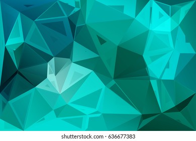  Turquoise green abstract random sizes low poly geometric background