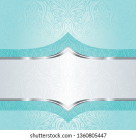 Turquoise green blue background design floral  wallpaper 