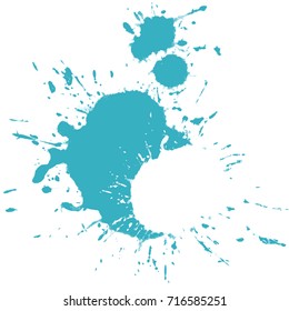 turquoise green colored ink stain on white background, vector illustration