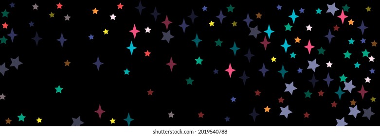 Turquoise Green Night Multicolor Blue Print Violet Sky Background. Lavender Stars Vibrant Pink Chaotic Pastel Black Background. Colorful Orange Red Vivid Grey Bright Yellow Stars Ornament.