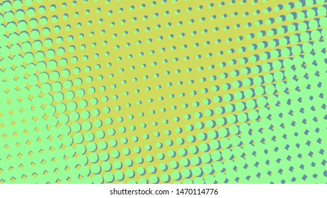 Turquoise and green pop art background with dots design, abstract vector illustration in retro comics style