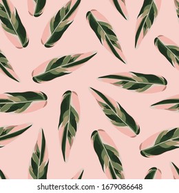 turquoise and green tropical leaves. Seamless graphic design with amazing palms. Fashion, interior, wrapping, packaging suitable.  Abstract print with leaves. Elegant beautiful nature ornament 