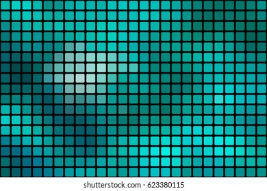  Turquoise green vector abstract mosaic background with rounded corners square tiles over black