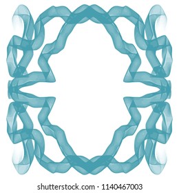 turquoise green watercolor ornamental veil bow frame border pattern, vector illustration