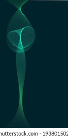 Turquoise green wave on black background. Abstract wave. Vector illustration