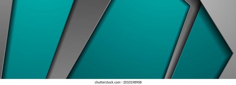 Turquoise grey tech geometric material abstract background. Corporate vector banner design