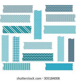 Turquoise Grey Washi Tape Graphics Collections.