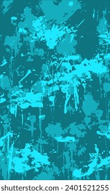 Turquoise grunge style background. Vector texture of paint, streaks, blotches