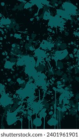 Turquoise grunge style background. Vector texture of paint, streaks, blotches