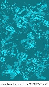 Turquoise grunge style background. Vector texture of paint, streaks, blotches