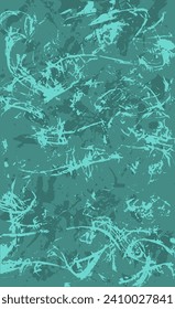 Turquoise grunge style background. Vector texture of paint, streaks, blotches