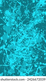 Turquoise grunge style background. Vector texture of paint, streaks, blotches