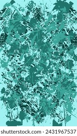 Turquoise grunge style background. Vector texture of paint, streaks, blotches