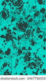 Turquoise grunge style background. Vector texture of paint, streaks, blotches