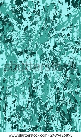 Turquoise grunge style background. Vector texture of paint, streaks, blotches