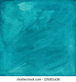 Turquoise Grunge Watercolor Background Or Texture.